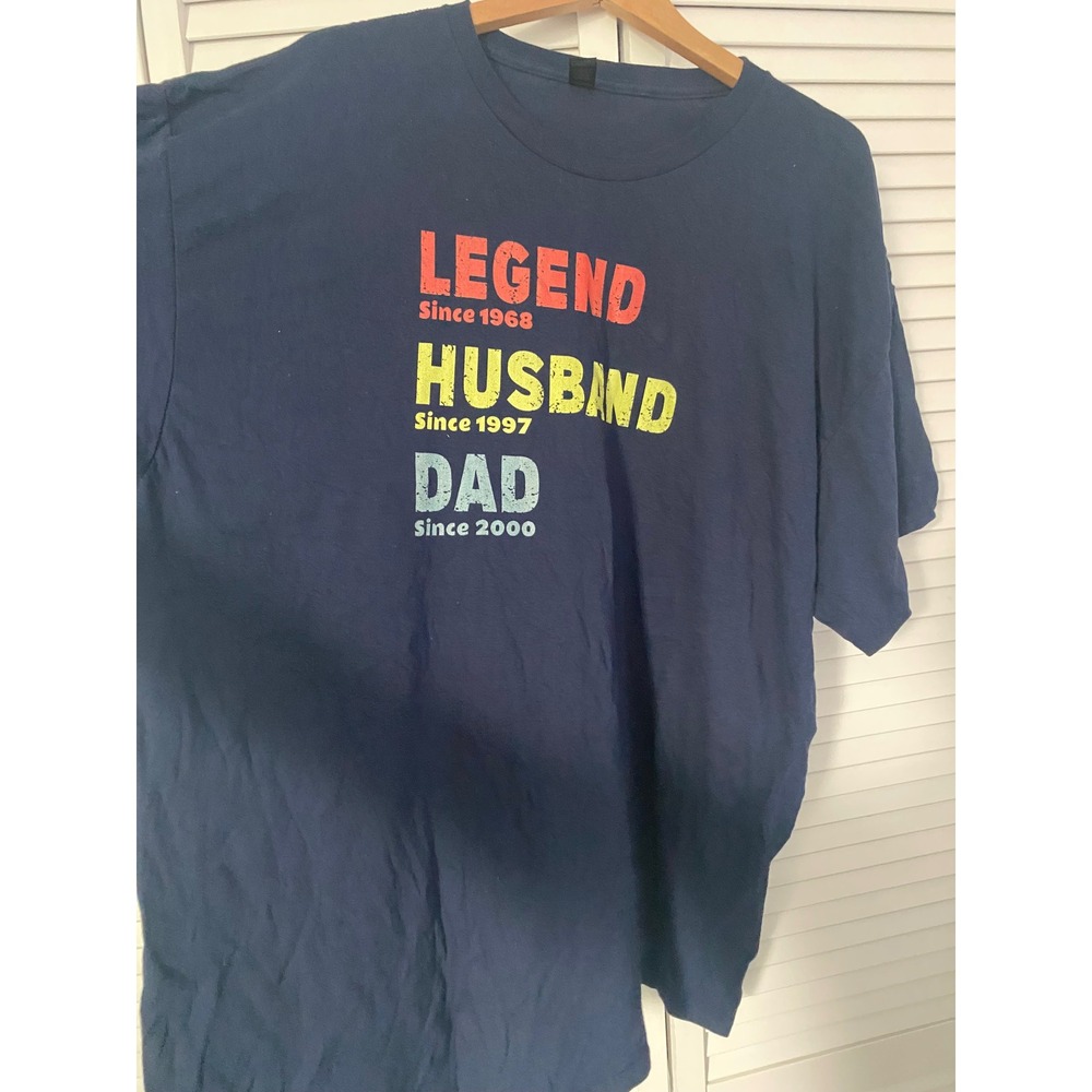 Gildan Legend Husband Dad Since 1968 1997 2000 Navy Blue Graphic T-Shirt 2XL